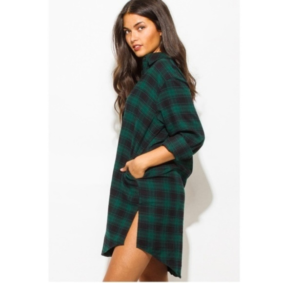 LAST 1!  NWT Green Plaid Flannel Tunic/Dress - Picture 3 of 6
